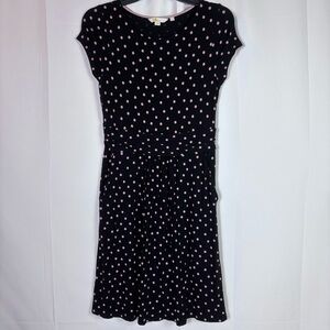 Boden Amelie Polka Dot Jersey Dress 6P Black Pink Pockets Easter Resort